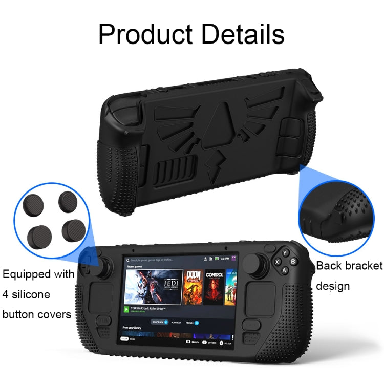 For Steam Deck V V4-1 Pocket Consoles Silicone Non-slip Protective Case with Holder Function(Black)