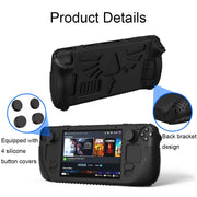 For Steam Deck V V4-1 Pocket Consoles Silicone Non-slip Protective Case with Holder Function(Black)