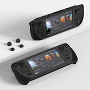 For Steam Deck V V4-1 Pocket Consoles Silicone Non-slip Protective Case with Holder Function(Black)