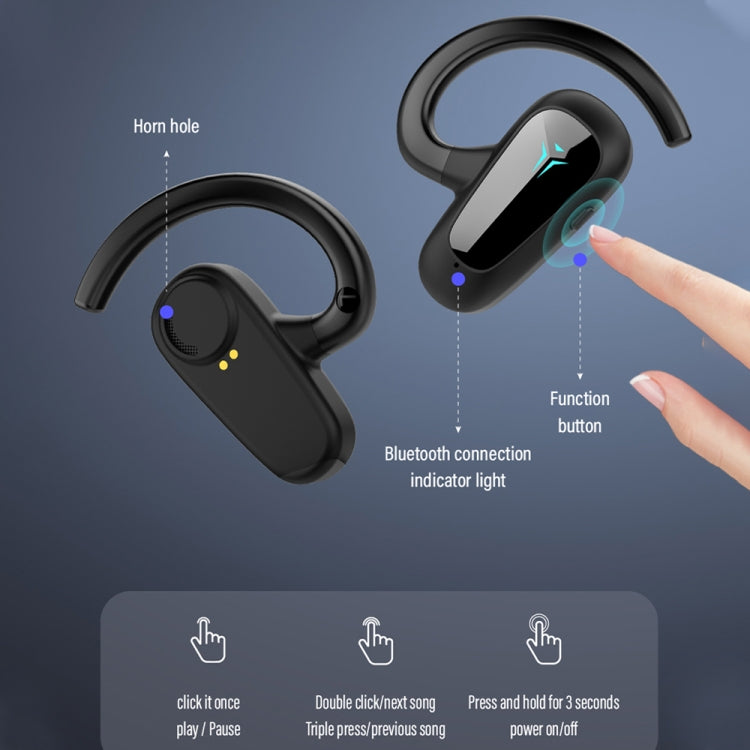 Bone Conduction Concepts Digital Display Stereo Bluetooth Earphones, Style: Single Ear(Red)