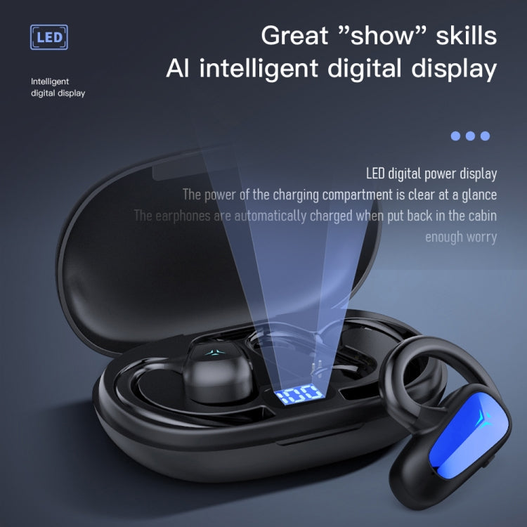 Bone Conduction Concepts Digital Display Stereo Bluetooth Earphones, Style: Dual Ears With Charging Warehouse(Blue)