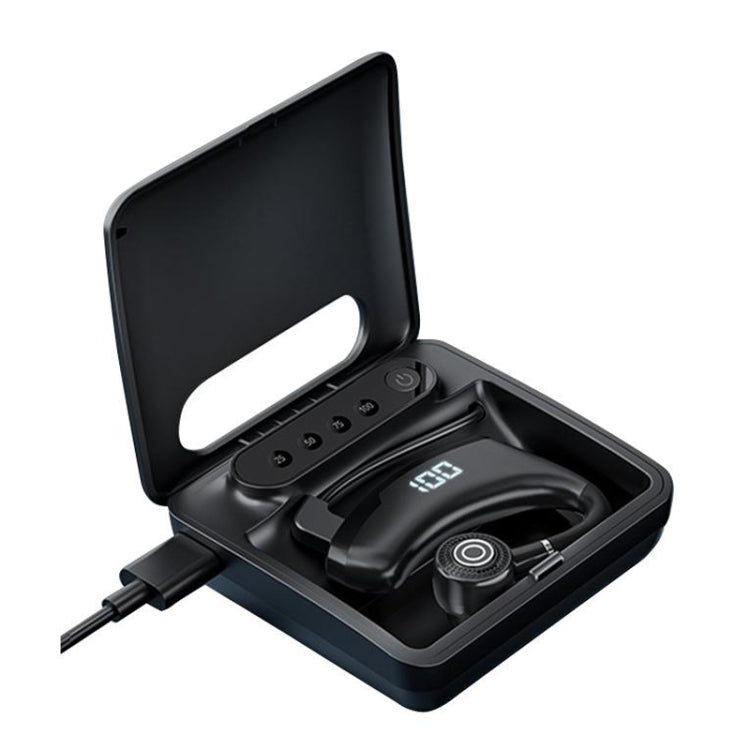 V19S Wireless Bluetooth Headset Digital Display With Charging Bin Mobile Power Function(Black)