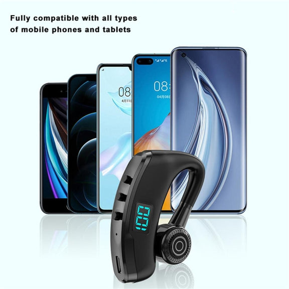 V19S Wireless Bluetooth Headset Digital Display With Charging Bin Mobile Power Function(Blue)