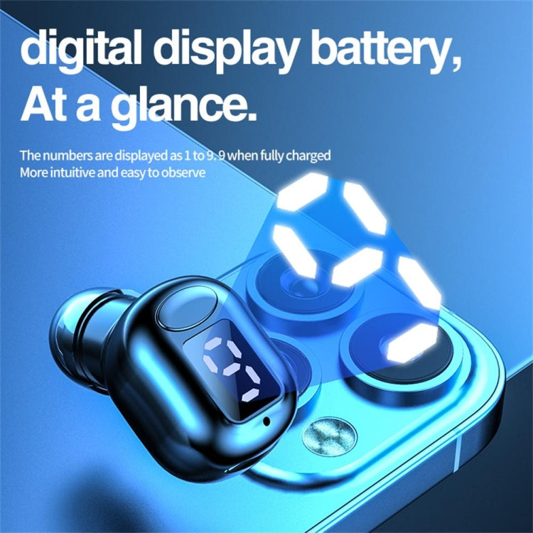 M5 Digital Display Bluetooth Headset Mini In-ear Invisible Headphones(White)