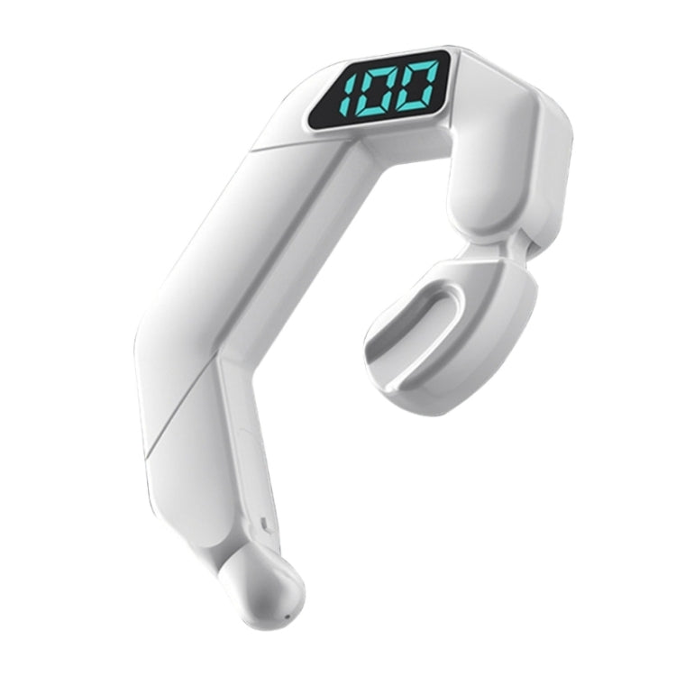 V19 Bone Conduction Digital Display Stereo Hanging Ear Sports Bluetooth Headset(White)