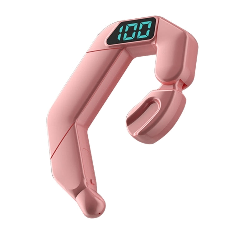 V19 Bone Conduction Digital Display Stereo Hanging Ear Sports Bluetooth Headset(Pink)