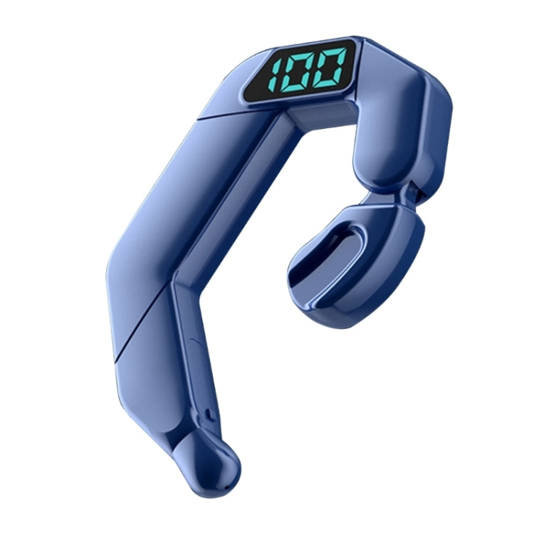 V19 Bone Conduction Digital Display Stereo Hanging Ear Sports Bluetooth Headset(Blue)