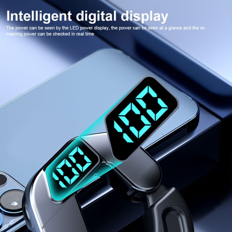 V19 Bone Conduction Digital Display Stereo Hanging Ear Sports Bluetooth Headset(Black)