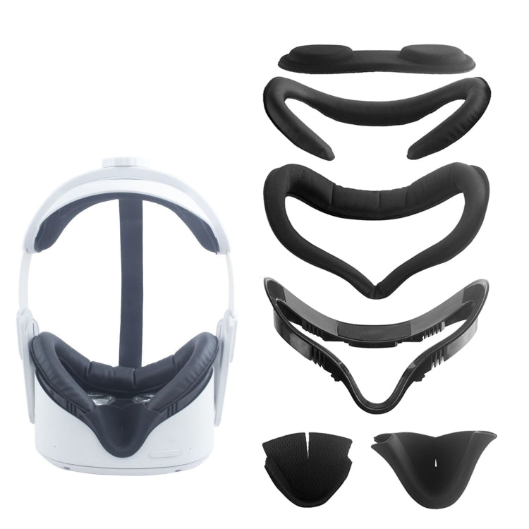 For Oculus Quest 2 VR Headset 6pcs/set Replacement Face Eye Pad Cushion(Black)