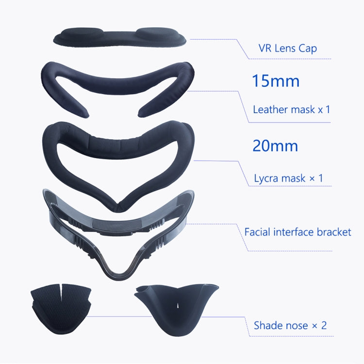 For Oculus Quest 2 VR Headset 6pcs/set Replacement Face Eye Pad Cushion(Black)