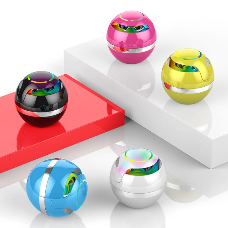 GS009 Bluetooth 4.2 Round Ball Small Speaker With Colorful Light Support TF Card / FM(Black)