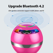 GS009 Bluetooth 4.2 Round Ball Small Speaker With Colorful Light Support TF Card / FM(Black)