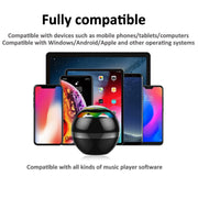GS009 Bluetooth 4.2 Round Ball Small Speaker With Colorful Light Support TF Card / FM(Black)