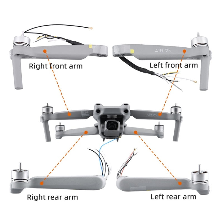 for DJI Mavic Air 2S Left Rear Arm Front And Rear Machine Arm Shell Repair Accessories