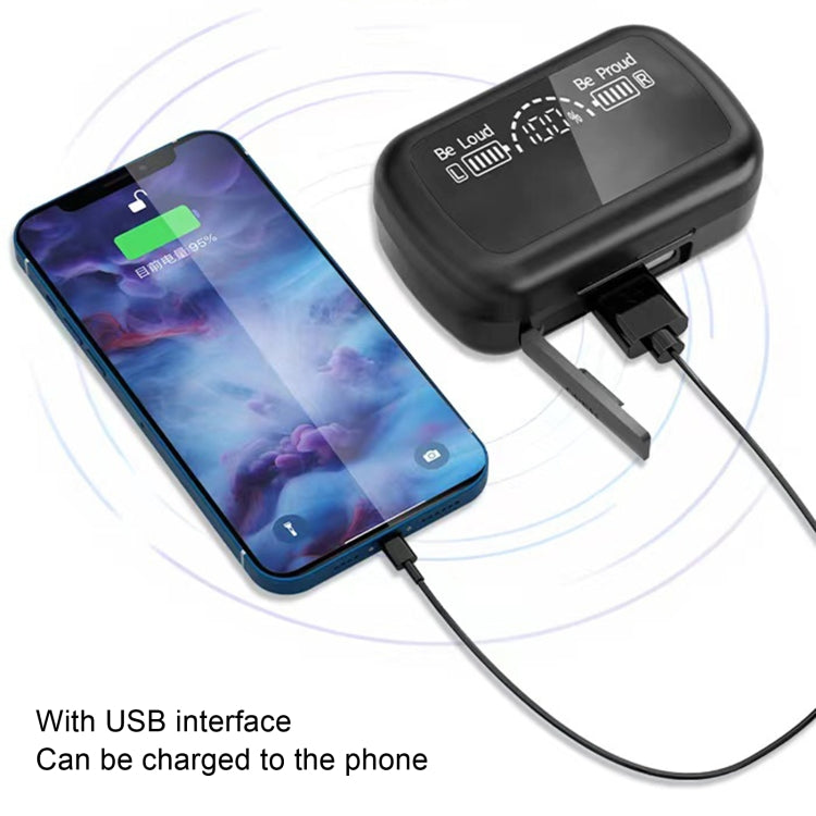 SKY10 Charging Bin Stereo Digital Display Mini Invisible Bluetooth Headset(Black)