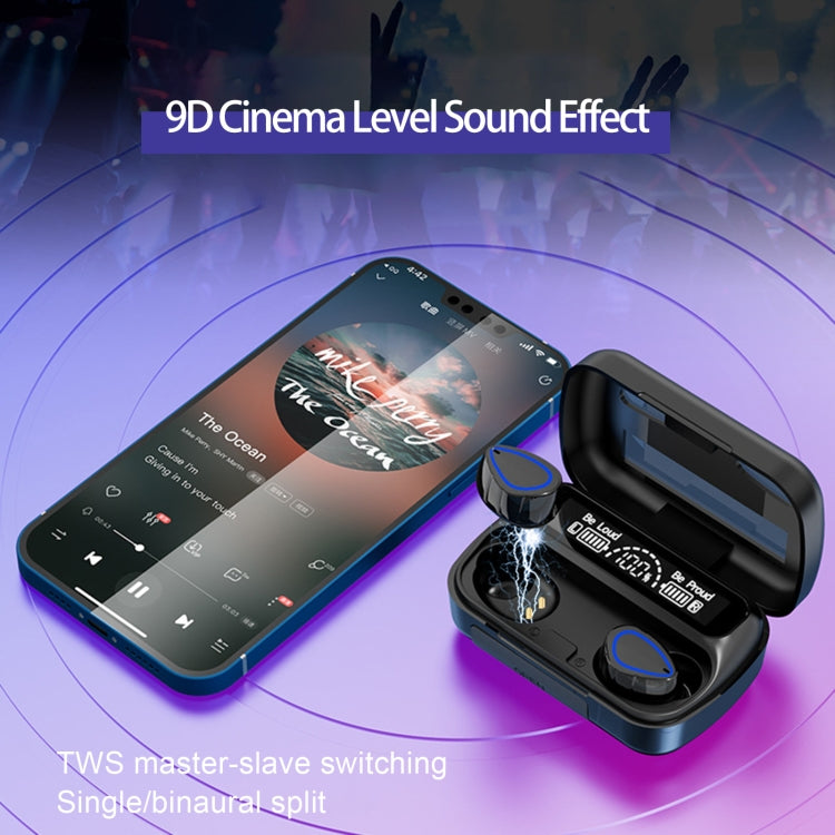 SKY10 Charging Bin Stereo Digital Display Mini Invisible Bluetooth Headset(Black)