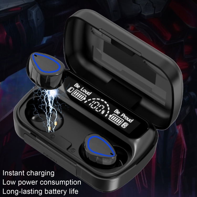 SKY10 Charging Bin Stereo Digital Display Mini Invisible Bluetooth Headset(Black)