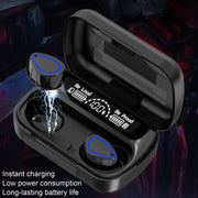 SKY10 Charging Bin Stereo Digital Display Mini Invisible Bluetooth Headset(Black)