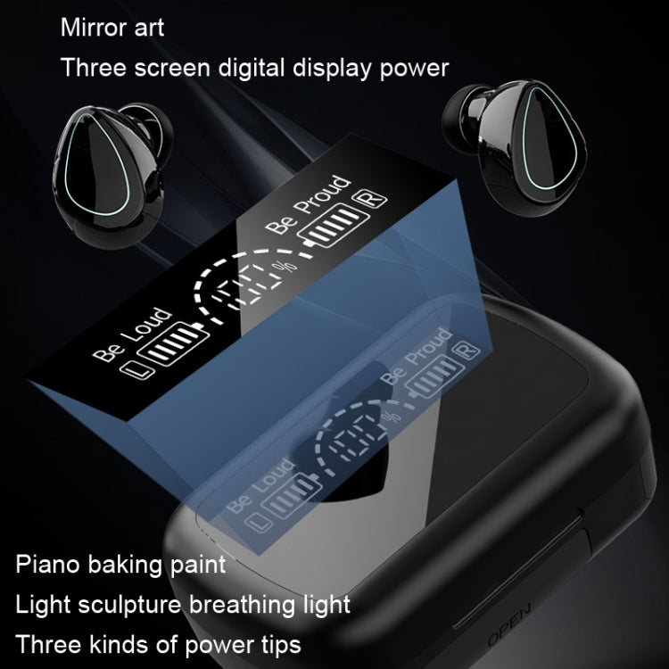 SKY10 Charging Bin Stereo Digital Display Mini Invisible Bluetooth Headset(Black)