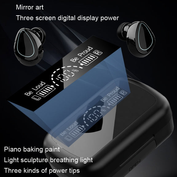 SKY10 Charging Bin Stereo Digital Display Mini Invisible Bluetooth Headset(Black)
