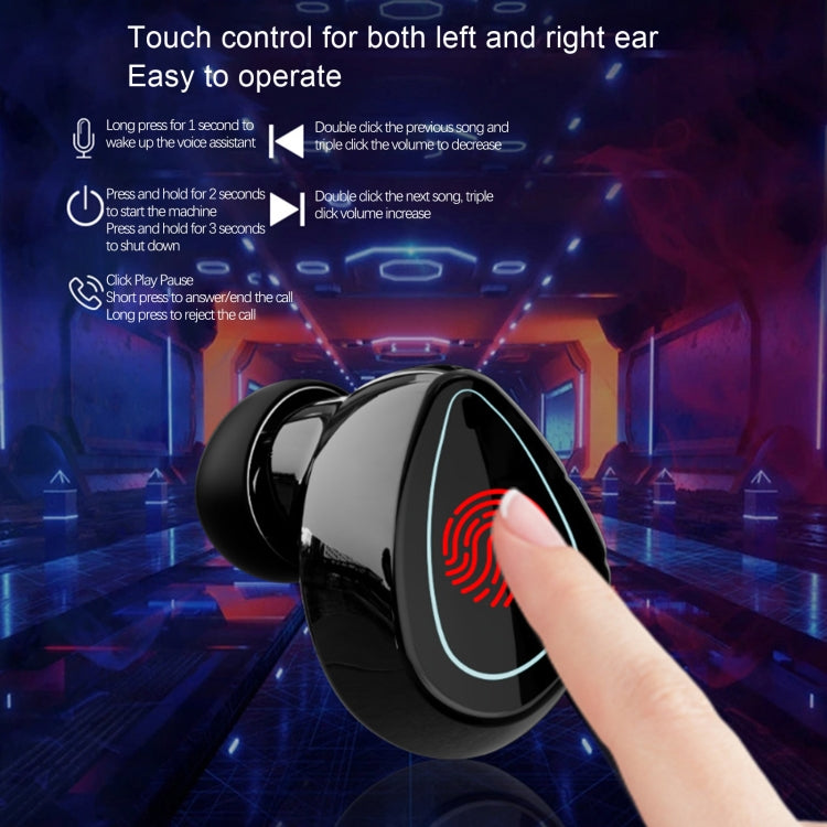 SKY10 Charging Bin Stereo Digital Display Mini Invisible Bluetooth Headset(Black)