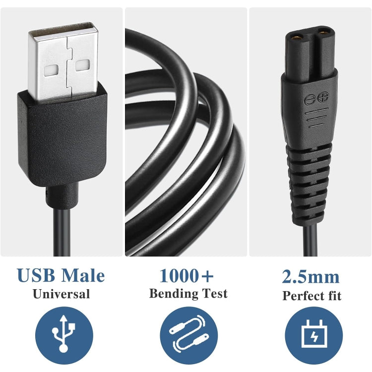 For Xiaomi Mijia MJTXD01SKS Electric Shaver USB Charging Cable Power ,Spce:  2pcs Cable+CN Plug