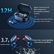 E7s Digital Sports Water-resistant TWS Bluetooth 5.0 In-Ear Headphones(Black)