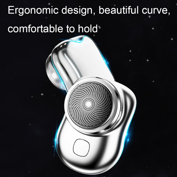 Electric Mini Shaver USB Rechargeable Water-resistant Portable Razor(Silver)