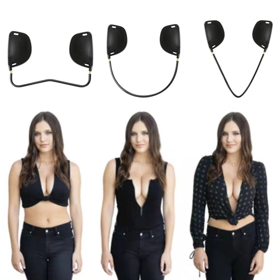 XD00001 Molding Silicone Nipple Sticker Frontless Bra Adjustable Anti-sag Push-up Bra Kit(W-type Black)