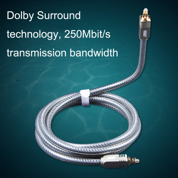 EMK YL/B Audio Digital Optical Fiber Cable Square To Square Audio Connection Cable, Length: 2m(Transparent Gray)