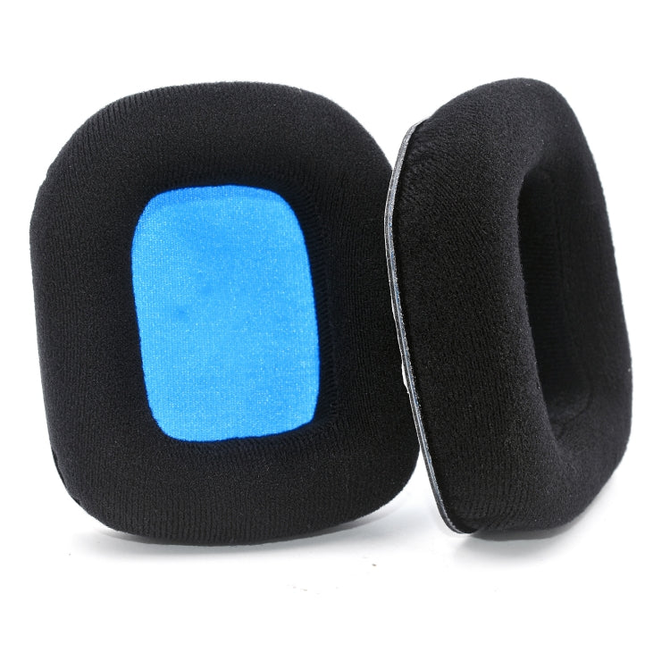 For Logitech Astro A20 2pcs Fleece Memory Foam Headphone Covers Earmuffs(Black Blue Net)