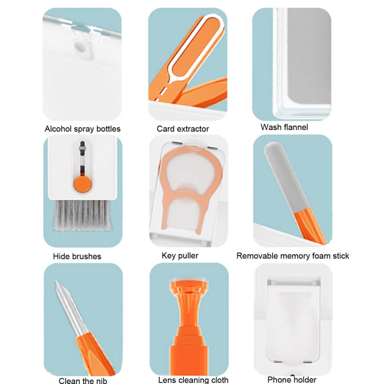 Q11 11-in-1 Multifunctional Bluetooth Headset Cleaning Pen Computer Keyboard Cleaning Kit(Orange Red)