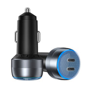 IBD355-2C Dual PD Smart Car Phone Charger With LED Light, Spec: PD30W+PD30W