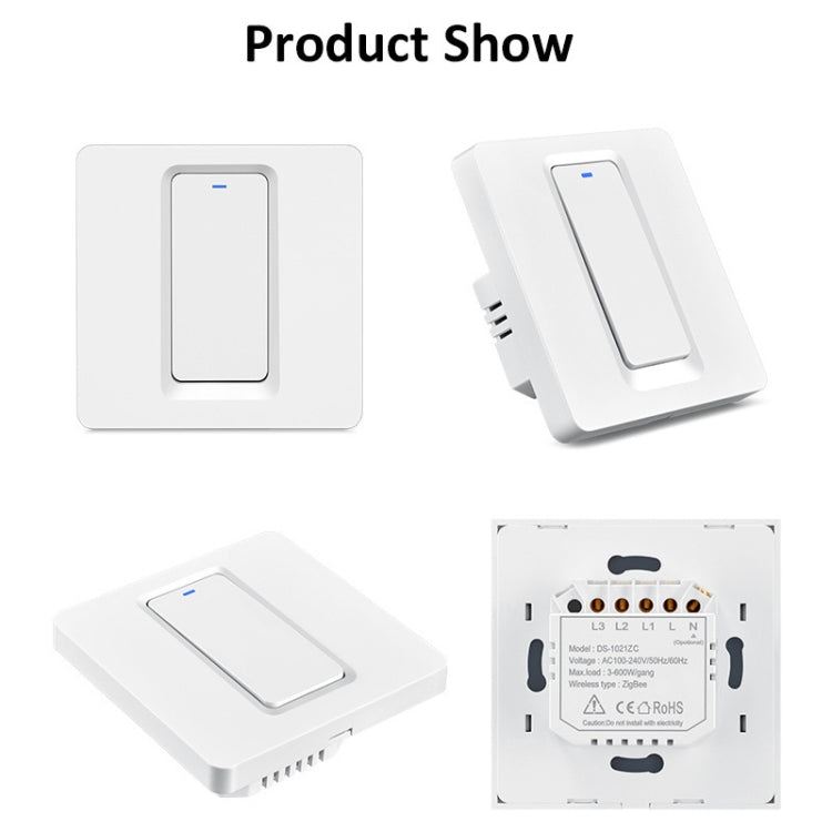 Tuya ZigBee Smart Single-fire Zero-fire Sharing Switch Phone Control Voice Panel EU Plug, Spec: 2 Buttons