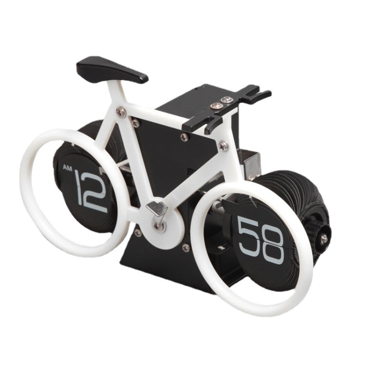 HY-F087 Retro Bicycle Shape Automatic Flip Home Decorative Turning Clock(White)