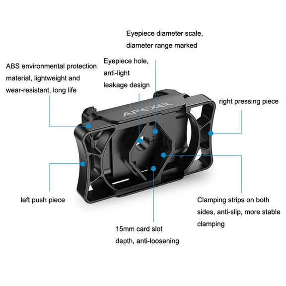 APEXEL APL-F002 Dual Monocular Bird Watching Camera Universal Eyepiece Connector Phone Accessories(Black)
