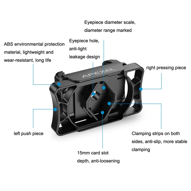 APEXEL APL-F002 Dual Monocular Bird Watching Camera Universal Eyepiece Connector Phone Accessories(Black)