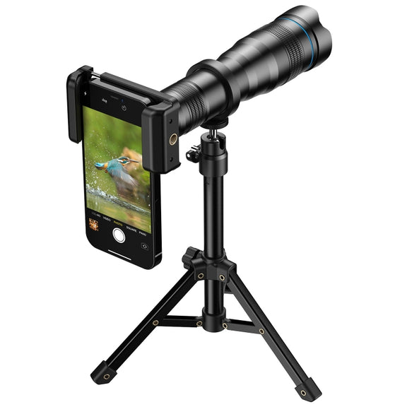 Apexel APL-36XJJ020 36X HD Telescope Universal Telephoto Phone Lens + Clip + Tripod Set