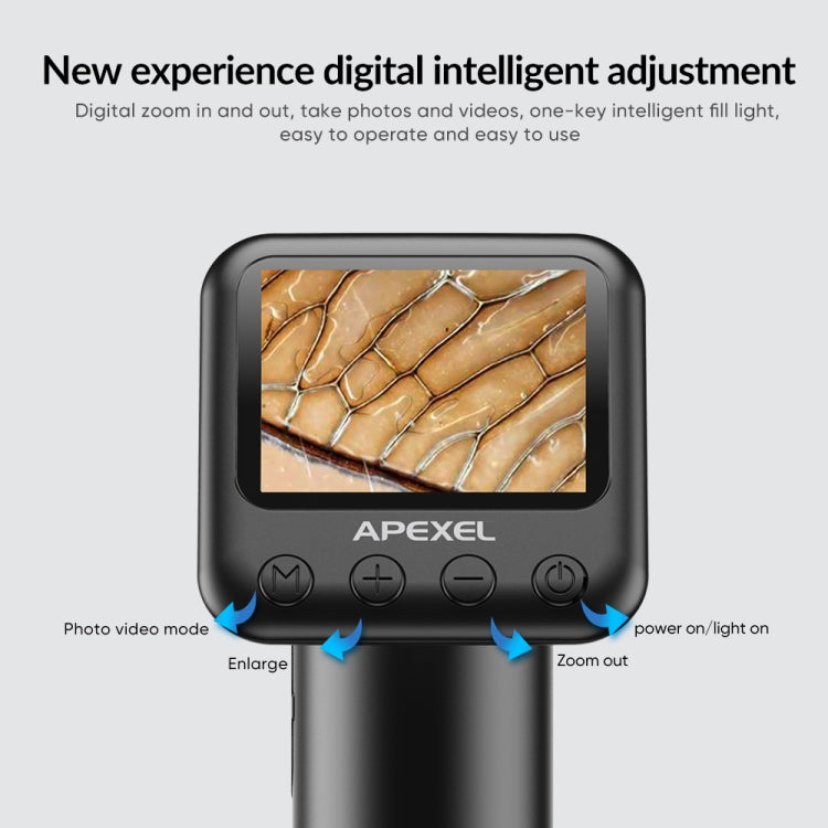 Apexel APL-MS008 Circuit Board Detection Amplification Delay Photography HD Microscopic Lens With Screen(Black)