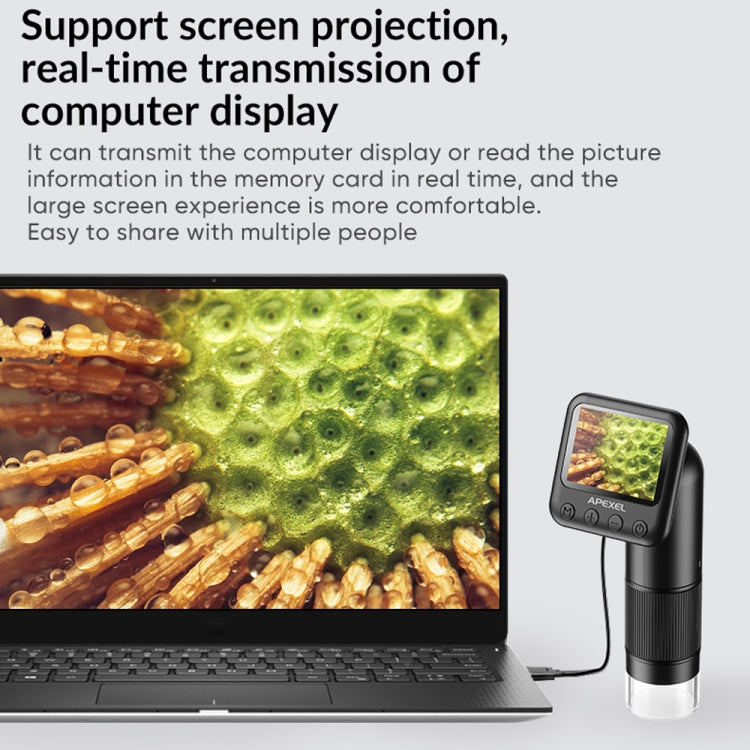 Apexel APL-MS008 Circuit Board Detection Amplification Delay Photography HD Microscopic Lens With Screen(Black)