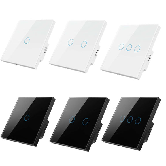 Tuya ZigBee Zero Firewire Touch Wall Remote Control Switch Light Control Voice Switch EU Plug, Style: 2 Gang (Black)