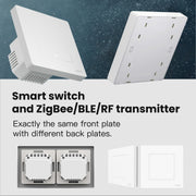 Tuya ZigBee Smart Single-fire Zero-fire Sharing Timing Voice Wall Switch EU Plug, Style: 1 Way (White)