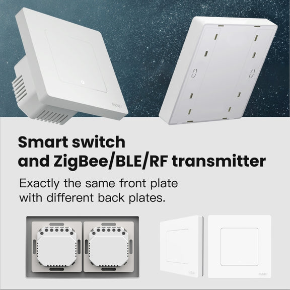 Tuya ZigBee Smart Single-fire Zero-fire Sharing Timing Voice Wall Switch EU Plug, Style: 2 Ways (Gray)