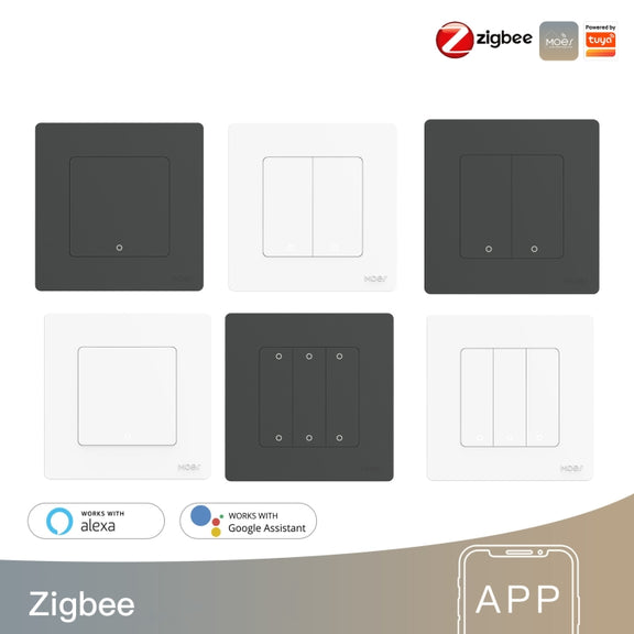 Tuya ZigBee Smart Single-fire Zero-fire Sharing Timing Voice Wall Switch EU Plug, Style: 3 Ways (Gray)