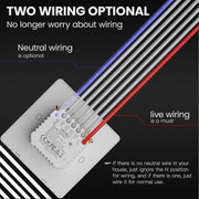 Tuya ZigBee Smart Single-fire Zero-fire Sharing Timing Voice Wall Switch EU Plug, Style: 2 Ways (White Scene Casual Post)