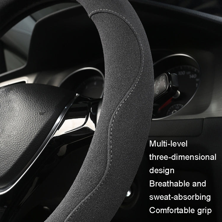 Turned Fur D Type Steering Wheel Cover, Size: 38cm(Gray)