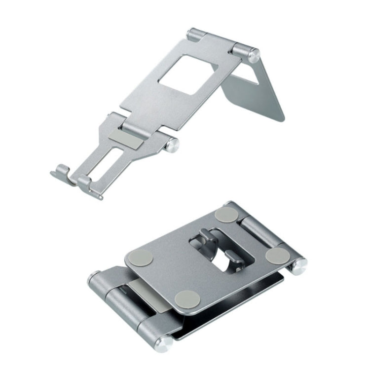 Z10A   Aluminum Alloy Double Folding Mobile Phone Holder Desktop Tablet Lazy Holder(Silver)