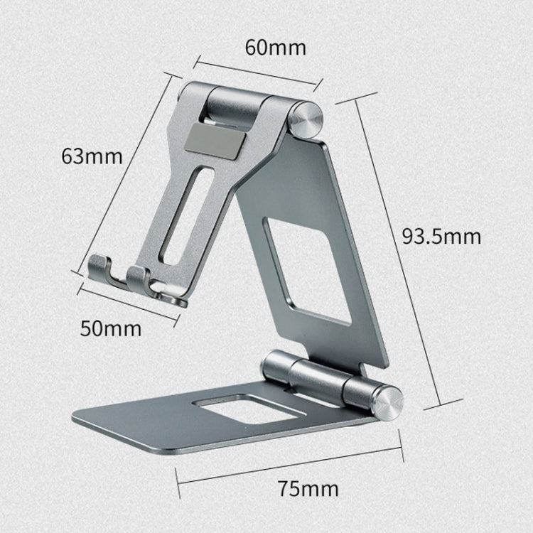 Z10A   Aluminum Alloy Double Folding Mobile Phone Holder Desktop Tablet Lazy Holder(Silver)