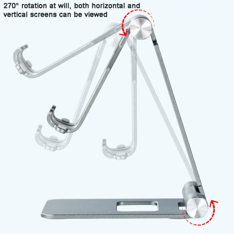 Z10A   Aluminum Alloy Double Folding Mobile Phone Holder Desktop Tablet Lazy Holder(Silver)