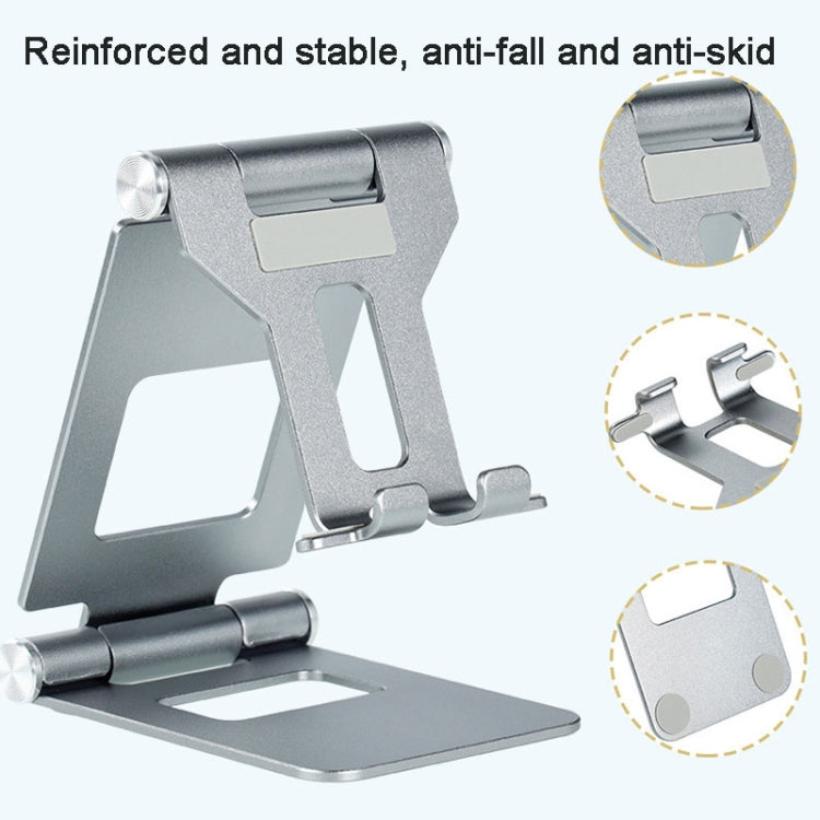 Z10A   Aluminum Alloy Double Folding Mobile Phone Holder Desktop Tablet Lazy Holder(Silver)